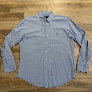 (SOLD) Ralph Lauren Men’s L Blue Gingham Button Down Long sleeve Shirt